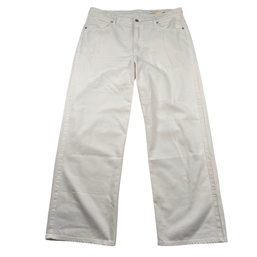 Rag & Bone Jeans Womens 32 Lori Low-Rise Wide Full Length Jeans White Designer
